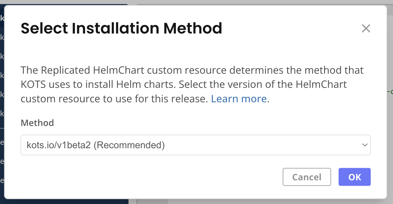 select installation method dialog